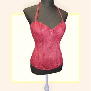 Lydia USA Red Suede CORSET/BUSTIER Sz Medium